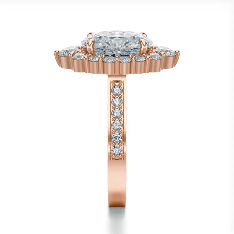 Pierścionek z owalnym diamentem różowe złoto SBP_022